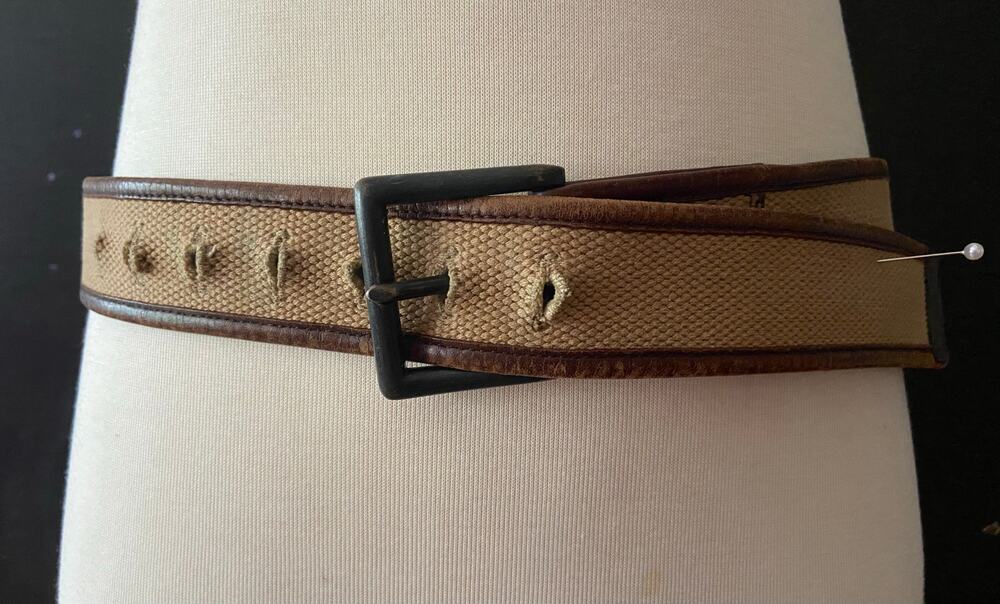 HOLLISTER Tan Woven Cotton Belt w/Leather Trim Mens sz 30